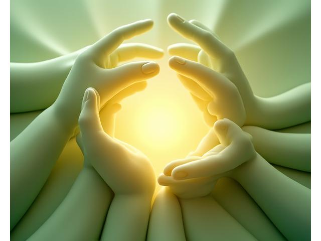 Illustration of diverse hands coming together to form a protective circle, symbolizing unity, safety, and mutual support in a community setting, rendered in light, organic colors.